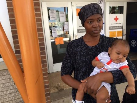 Hermanique Lowe and her 3-month-old Jamier fled Galveston County in advance of the storm.