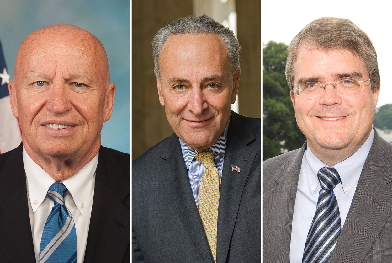 Left to right: U.S. Rep. Kevin Brady, R-The Woodlands, U.S. Sen. Charles Schumer, D-New york, and U.S. Rep. John Culberson, R-Houston.