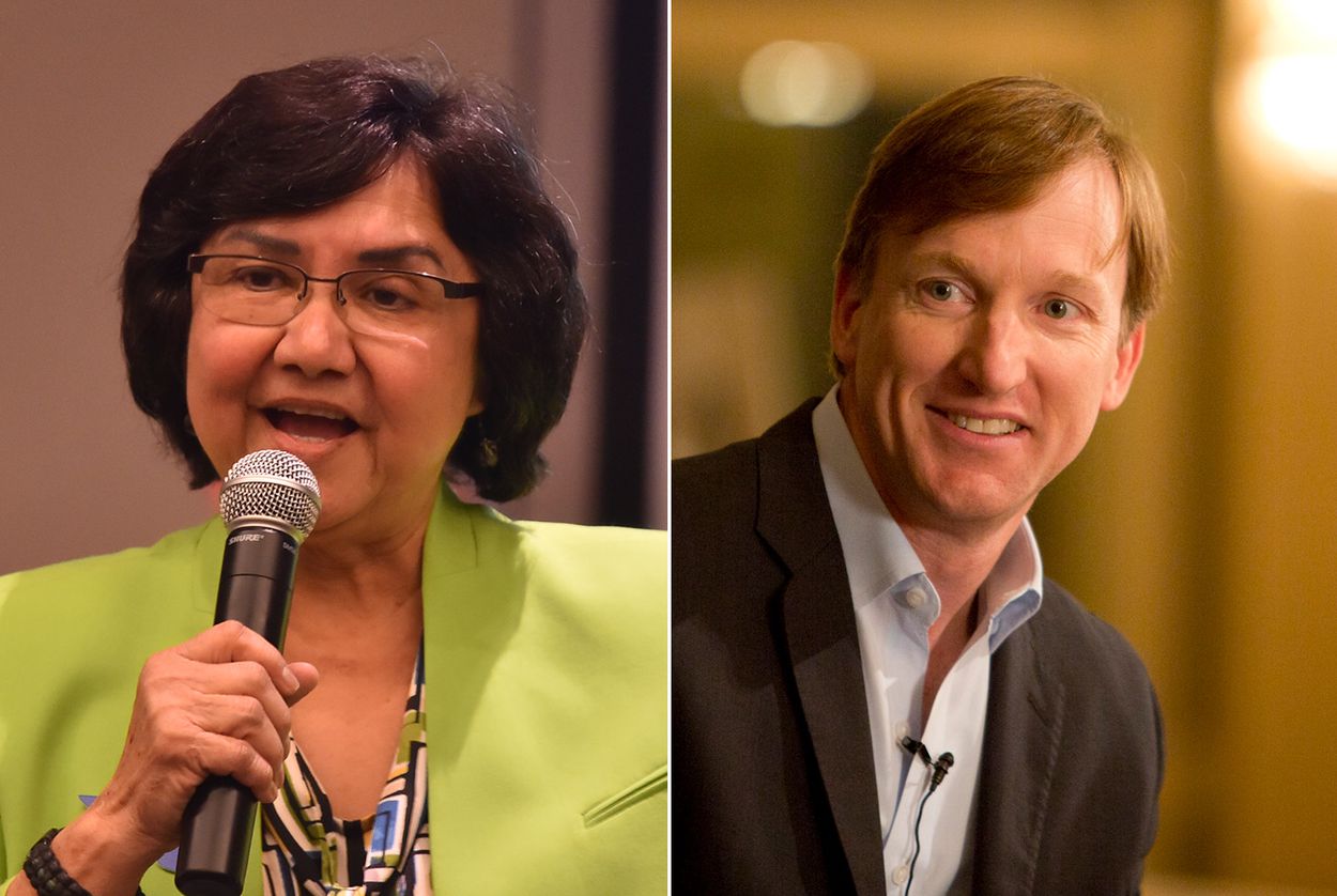 Democratic candidates for governor Lupe Valdez and Andrew White.

