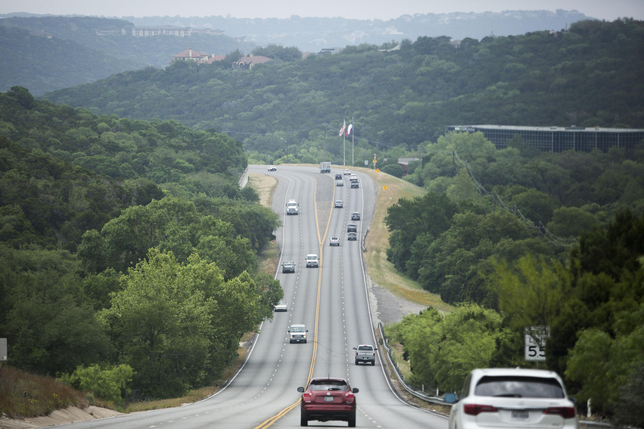 A view down Ranch-to-Market Road 2222 in West Austin.
