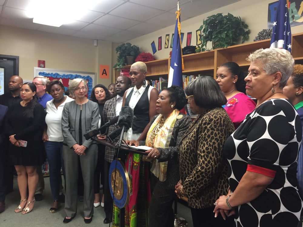 At the press conference with U.S. Rep Sheila Jackson Lee, D-Houston, several members of local higher education institutions, including Houston Community College, said that they are ready to support HISD.