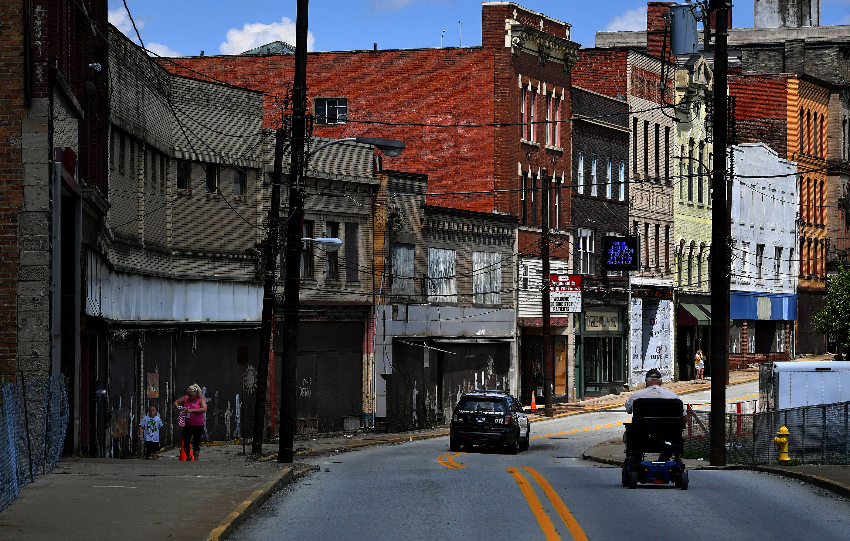 Many abandoned buildings and shuttered businesses in Brownsville, Pennsylvania, one of 26 states with an increasing mortality rate among whites.
