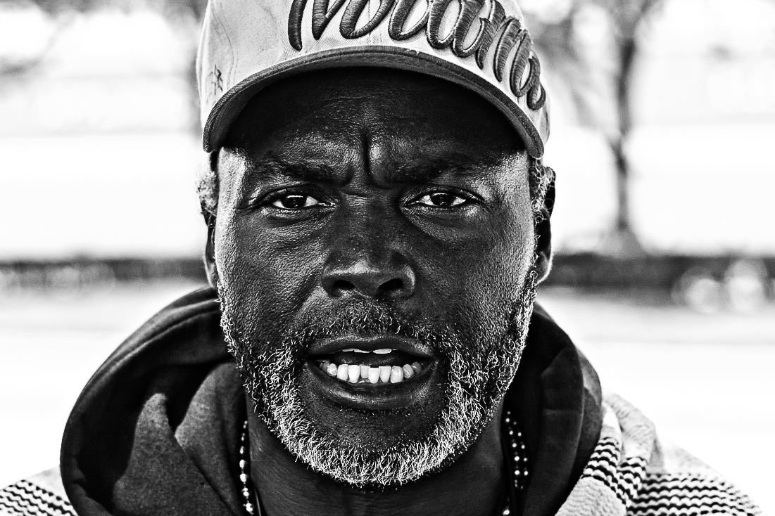 A homeless man named Alberto photographed by Ricky Molnar for his collection of portraits, Homeless of Houston.