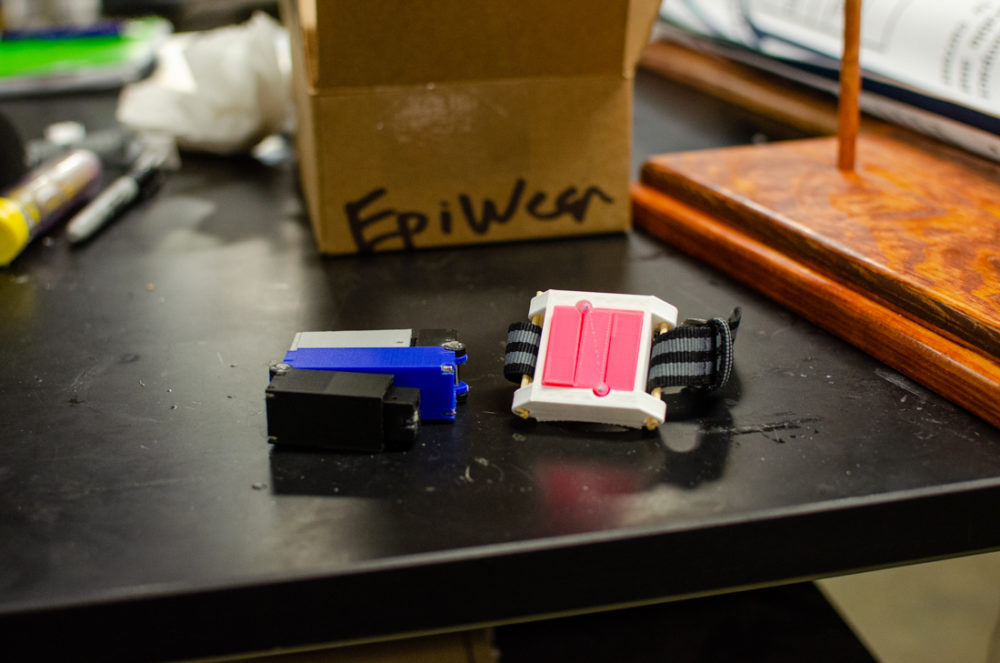 The team's 2x-scale prototype (left) and their target form factor (right)