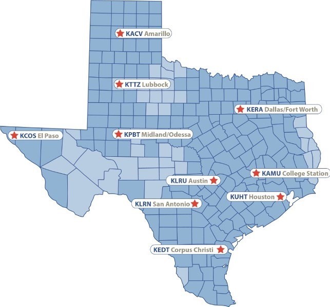 Texas PBS Stations Map