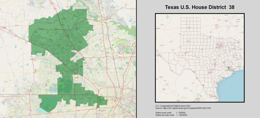 A map of Texas 38th Congressional District