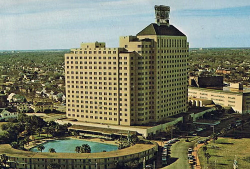 A postcard of Houston's Shamrock Hotel.